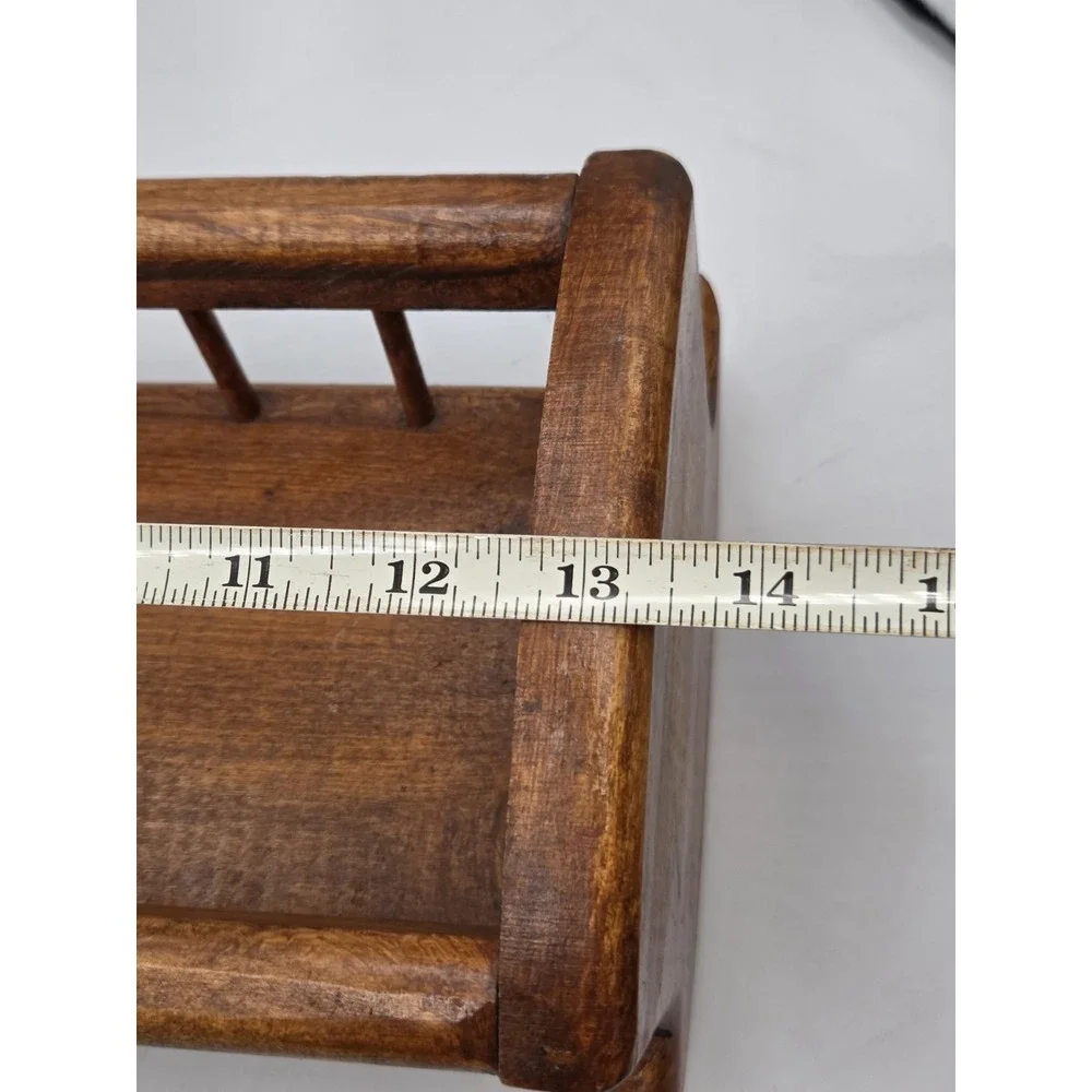 Vintage Hand Crafted Wooden Doll Rocking Cradle Bassinet 13 x 6 x 6 in Signed